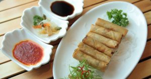 Plate of spring rolls