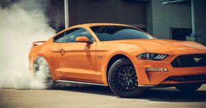 The 2019 Ford Mustang in orange